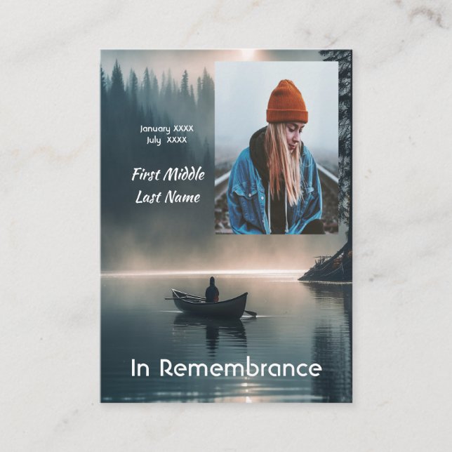 Christian Memory Keepsake Wilderness Lake Canoe Visitkort (Framsida)