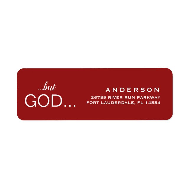Christian "..men GOD..." Jul Red Adress Returadress Etikett (Framsidan)