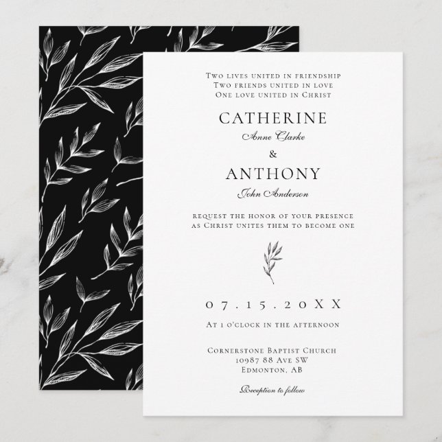 Christian Minimalist Elegant Classic Catholik Chic Inbjudningar (Fram/baksida)