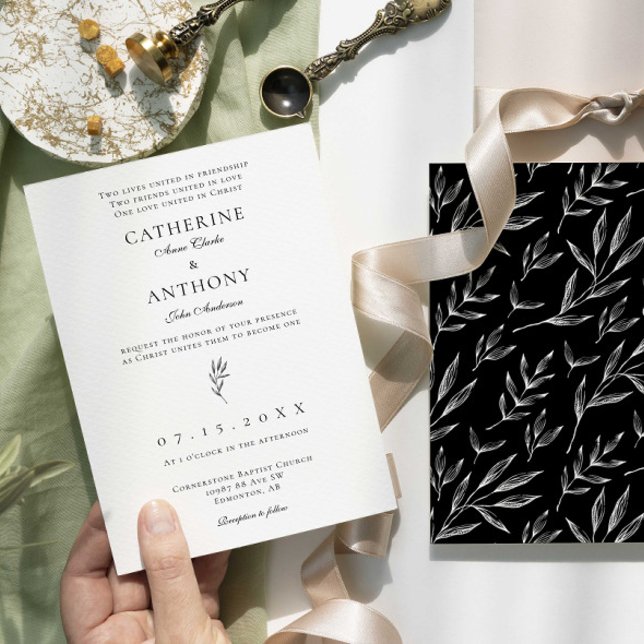 Christian Minimalist Elegant Classic Löv Bröllop Inbjudningar (Skapare uppladdad)