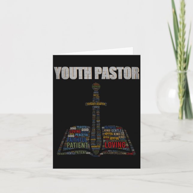 Christian Minister Word Cloud Youth Pastor Appreci Kort (Framsida)