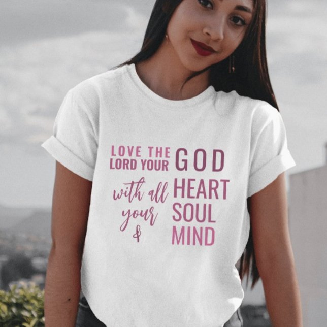 Christian Modern Rosa Script Bible verse T Shirt (Skapare uppladdad)