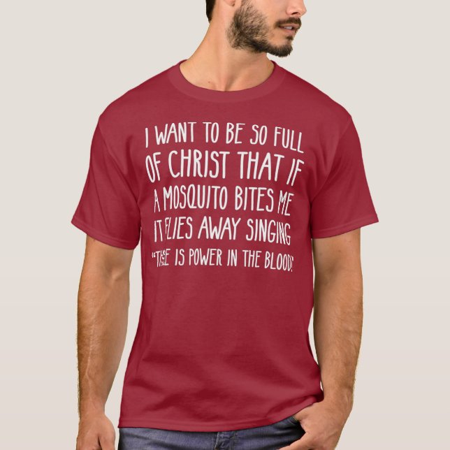 Christian Mosquito Joke Funny Deluxe T Shirt (Framsida)