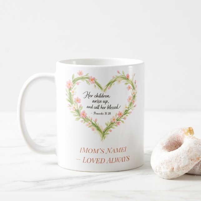 Christian Mother’s Day Floral Heart Mug Kaffemugg (Med munk)