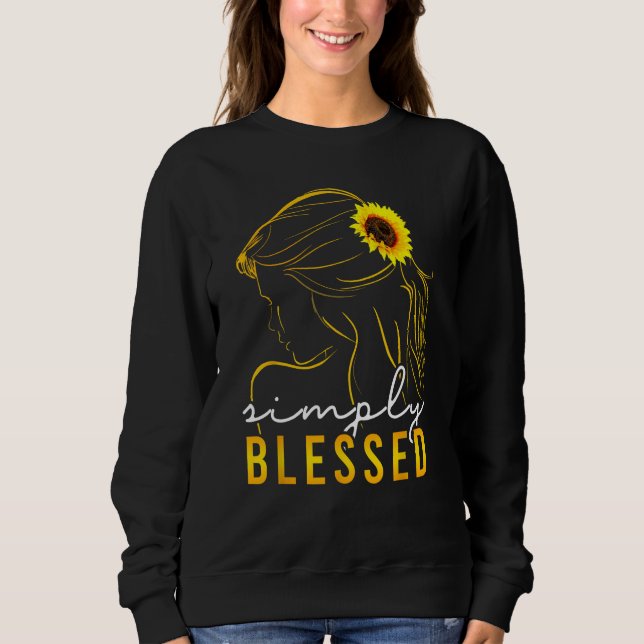 Christian Mother s Day  Sunflower Simply Blessed W T Shirt (Framsida)