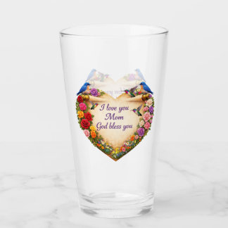 Christian Mother’s Gift Floral Heart Glass Cup Glaskopp