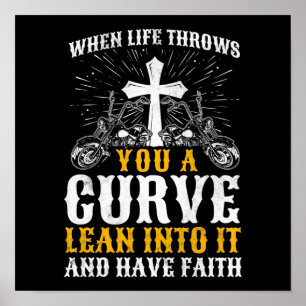 Christian Motorcle Biker Life kastar en kurva Poster