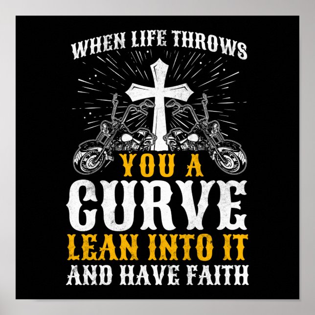 Christian Motorcle Biker Life kastar en kurva Poster (Framsidan)