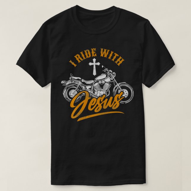Christian Motorcycle Biker I Ride med Jesus Faith T Shirt (Design framsida)