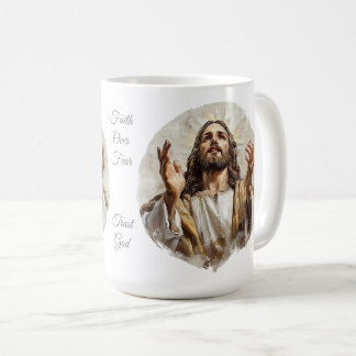 Christian Mugg, Jesus, Faith over Fear, Lita Gud Kaffemugg