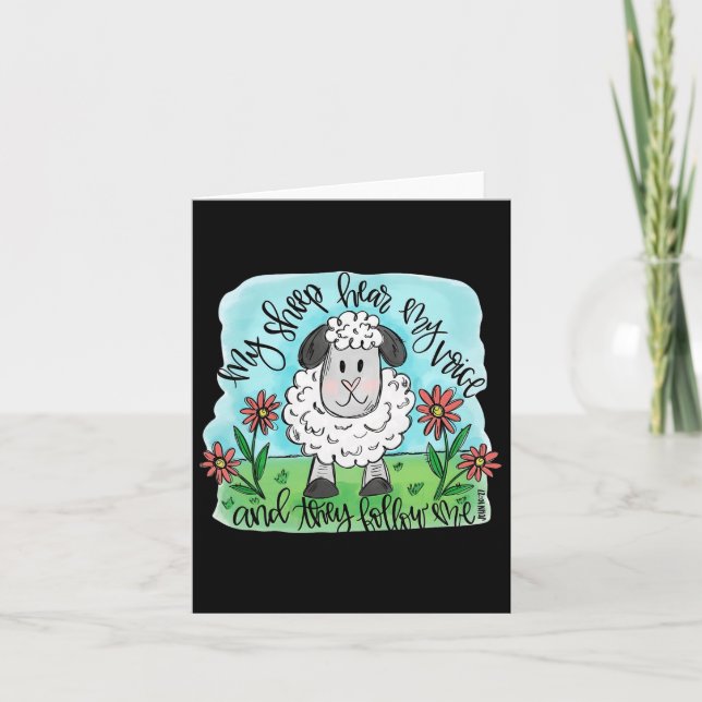 Christian My Sheep hör min röst och följ mig bib Kort (Framsida)