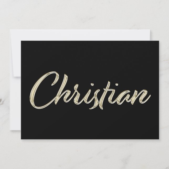 Christian Name white gold Handwriting Karte Kort (Framsida)