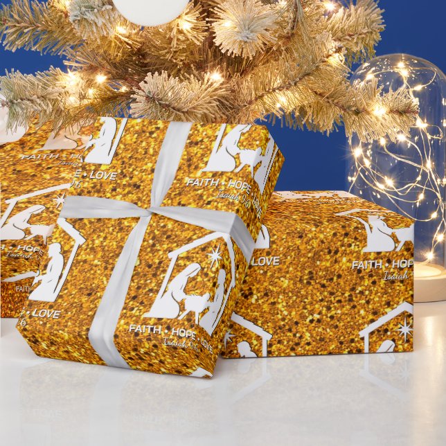 Christian Nativity Faux Glitter Christmas Presentpapper (Helgdagar)