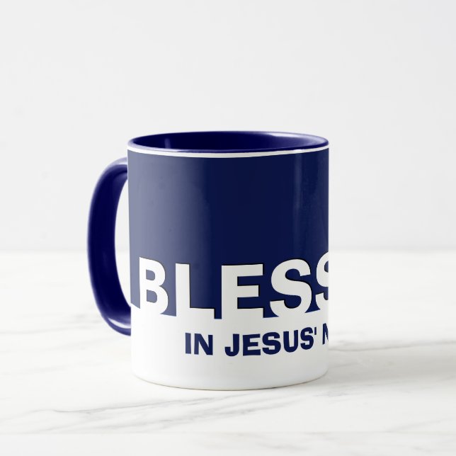 Christian Navy Blue BLESSED Mugg (Framsida vänster)