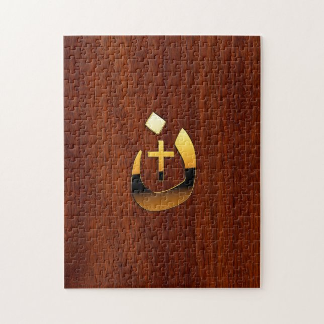 Christian Nazarene Kor Symbols i Guld Pussel (Vertikal)