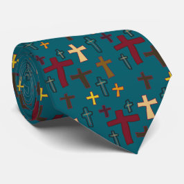 Christian Neck Tie with Crosses Slips