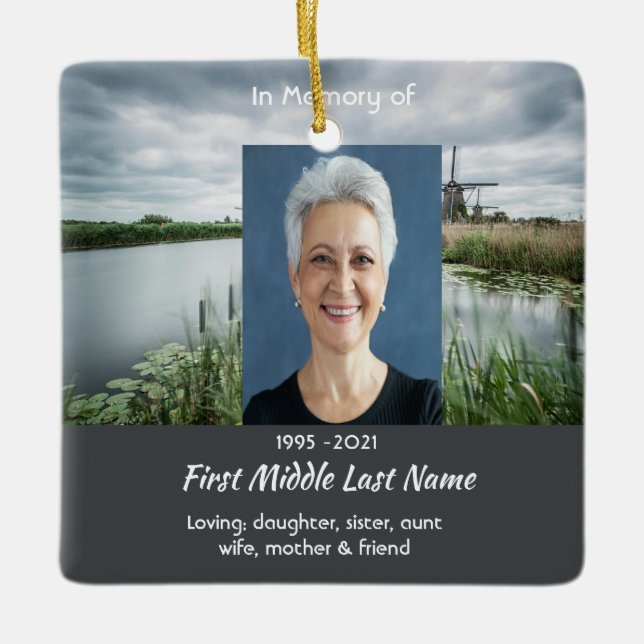 Christian Netherlands Windmill Memorial Keepsake  Julgransprydnad Keramik (Framsida)