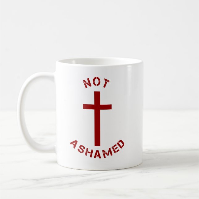 Christian Not Ashamed Red Kor och Bible Verse Kaffemugg (Vänster)