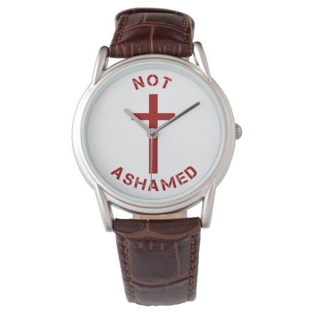 Christian Not Ashamed Red Kor Text Design Armbandsur (Framsida)