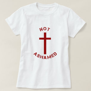 Christian Not Ashamed Red Kor Text Design T Shirt