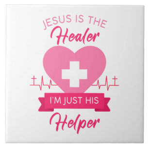 Christian Nurse Women Jesus Healer Gospel Graphic Kakelplatta