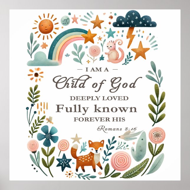 Christian Nursery Art - Bible verse home decor Poster (Framsidan)