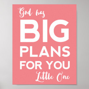 Christian Nursery Print Gud har stora planer Poster