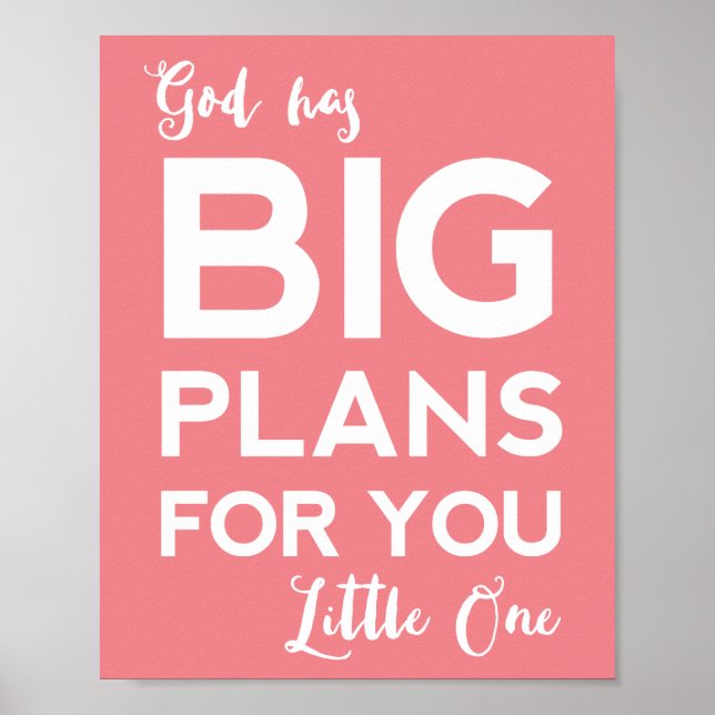 Christian Nursery Print | Gud har stora planer Poster (Framsidan)