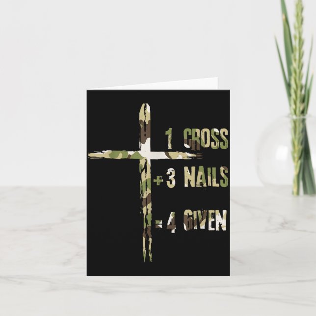 Christian One Cross Plus Three Nails Equals Forgiv Kort (Framsida)
