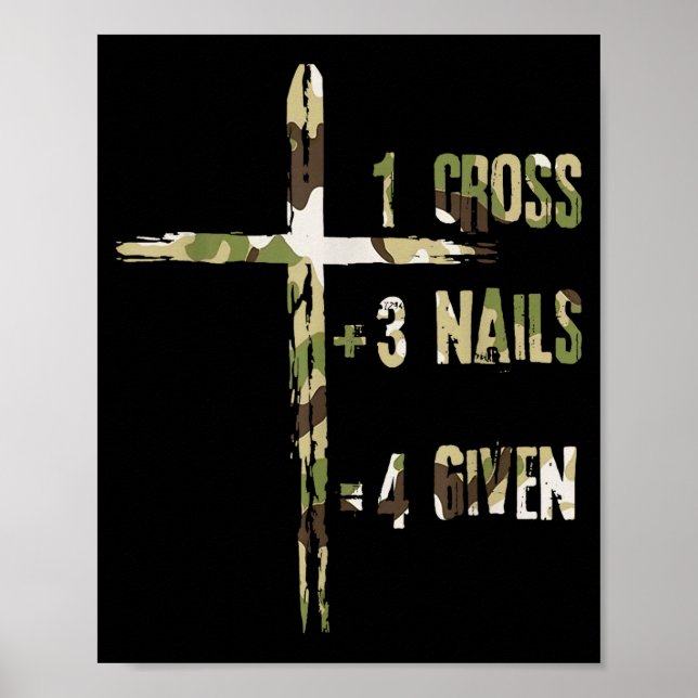 Christian One Cross Plus Three Nails Equals Forgiv Poster (Framsidan)