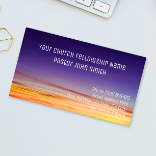 Christian Orange Lila Sunset Church Visitkort