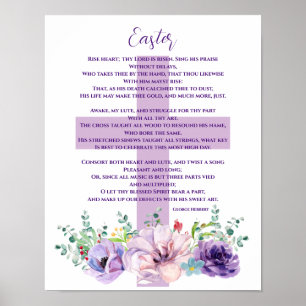 Christian Påsk Dikt Lila blommor & Kor Poster