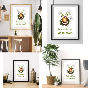 Christian Påsk Han är Risen Egg Cave Thorn Krona Poster