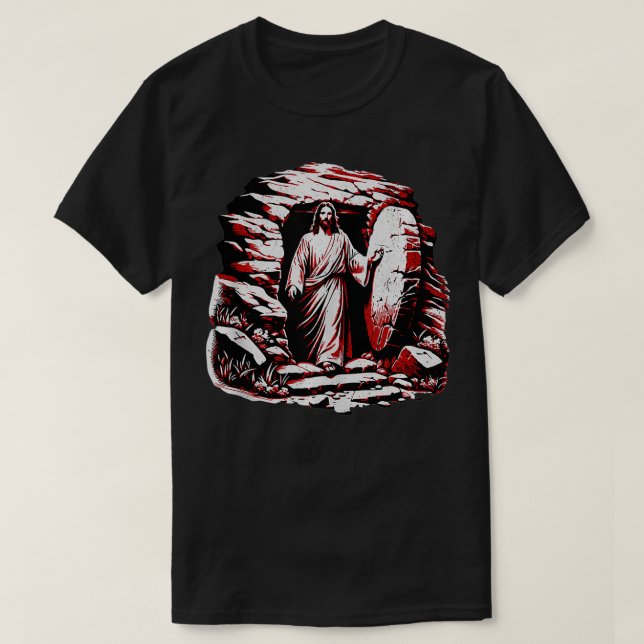 Christian Påsk Jesus Risen från Grave Church Scr T Shirt (Design framsida)