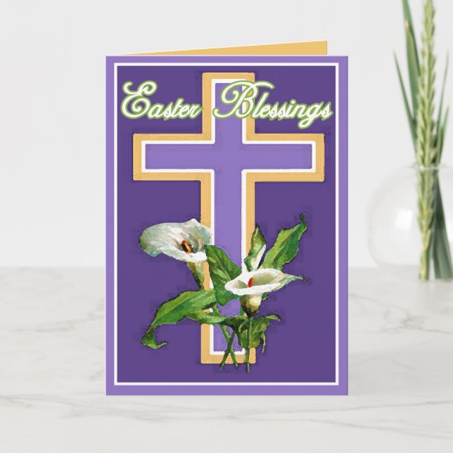 Christian Påsk-kort, Lila Påsk Blessings Helgkort (Framsida)