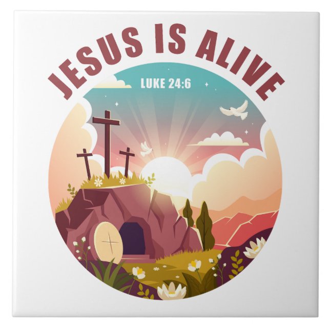 Christian Passover Påsk Jesus Tom Grav & Kor Kakelplatta (Framsidan)