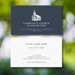 Christian Pastor Minimal Land Church Logotyp Navy Visitkort
