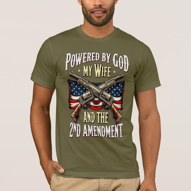 Christian Patriotic God Wife 2nd Amendment T Shirt (Framsida)