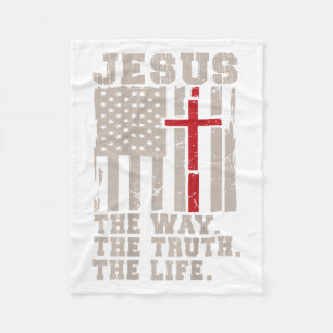 Christian Patriotic Jesus Way Truth Life American Fleecefilt