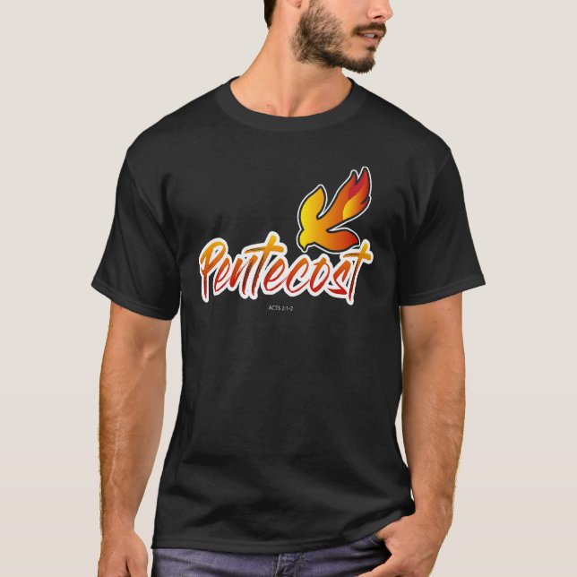 Christian Pentecost Acts 2 Holy Spirit Flame Taile T Shirt (Framsida)