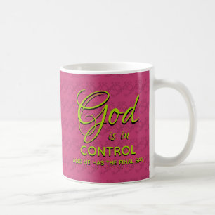 Christian Personlig GOD FINNS I KONTROLL Rosa Kaffemugg