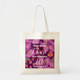 Christian Philippians 4:13 Bible Verse Blommigt Tygkasse