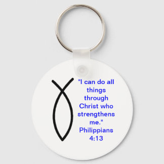 Christian Philippians 4:13 Keychain w/ Ichthus Nyckelring