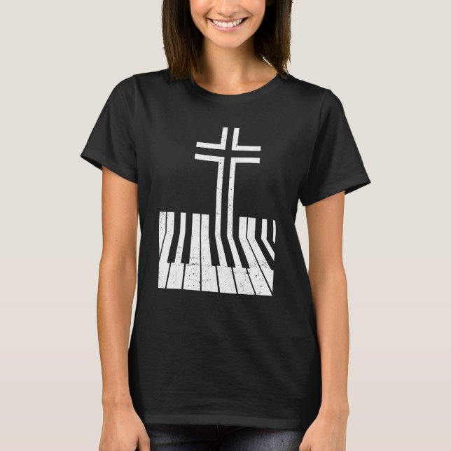 Christian Piano Player Funny Design Piano Teacher  T Shirt (Framsida)