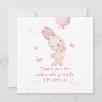 Christian Pink Girl Baby Shower Thank You Card Tack Kort