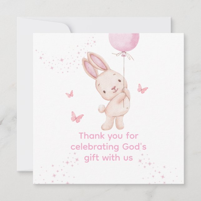 Christian Pink Girl Baby Shower Thank You Card Tack Kort (Framsida)