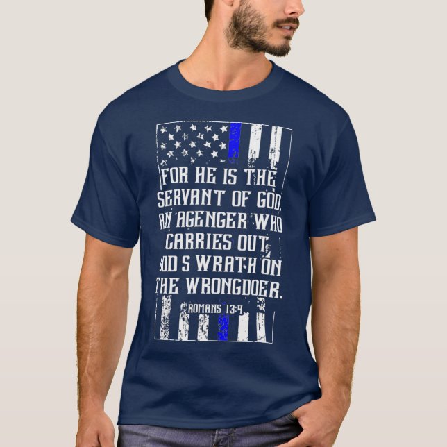 Christian Police Officer med Bible Verse T Shirt (Framsida)
