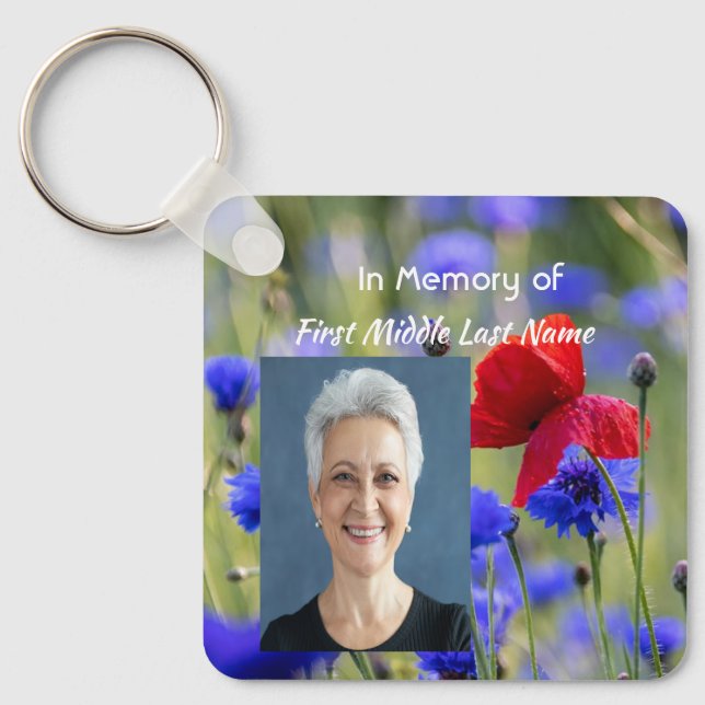 Christian Poppy Cornflower Meadow Memorial Nyckelring (Framsida)