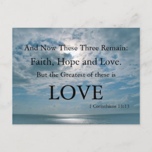 Christian Postcard, Faith, Hope, Kärlek - Religiös Vykort