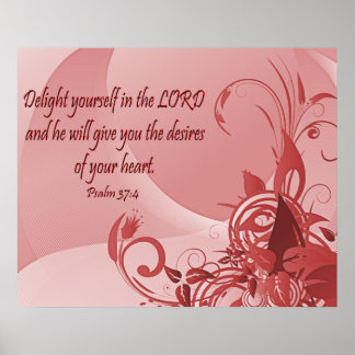 Christian Poster med Bible Verse Psalm 37:4
